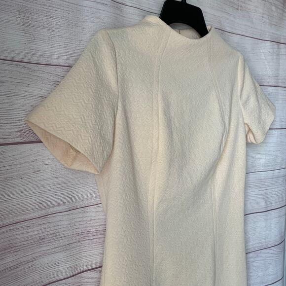 Vintage Styled By Terry Chicago Cream Mod Dress Crimplene Textured 60s - Picture 12 of 15